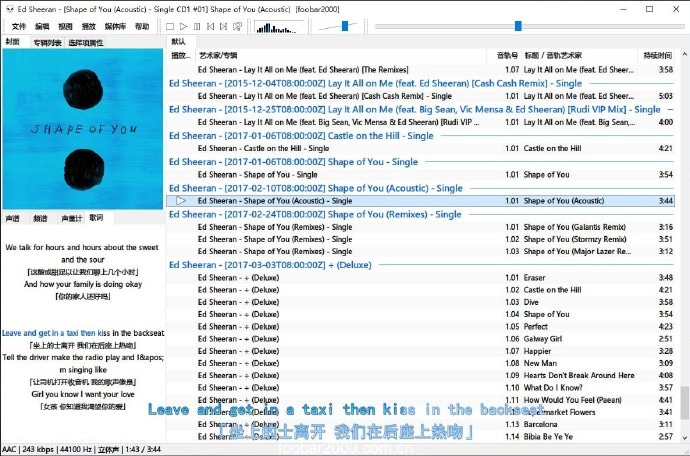 高品质音频播放器Foobar2000 1.6.11 汉化版 